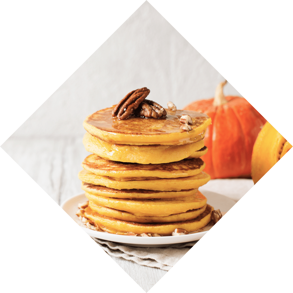 High-Protein Cottage Cheese Pumpkin Pancakes* Background Image